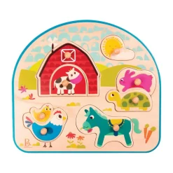 Animal Barnyard Wooden Peg Puzzle