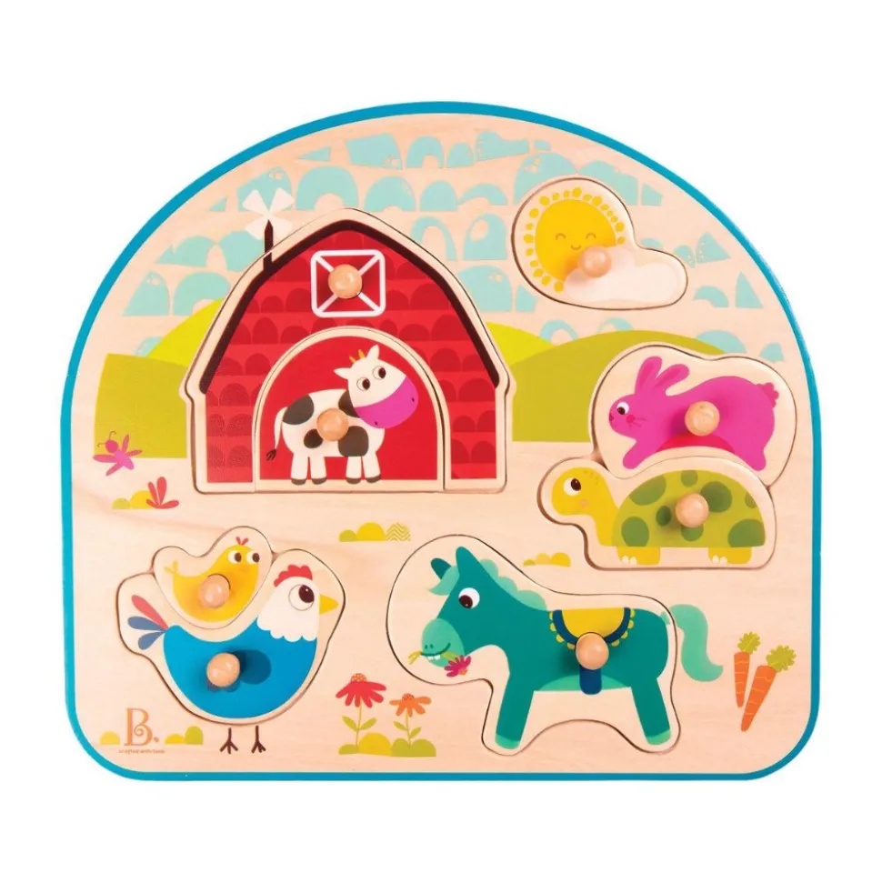 Animal Barnyard Wooden Peg Puzzle
