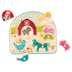 Animal Barnyard Wooden Peg Puzzle