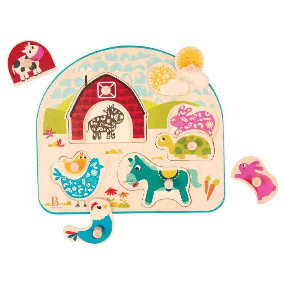 Animal Barnyard Wooden Peg Puzzle