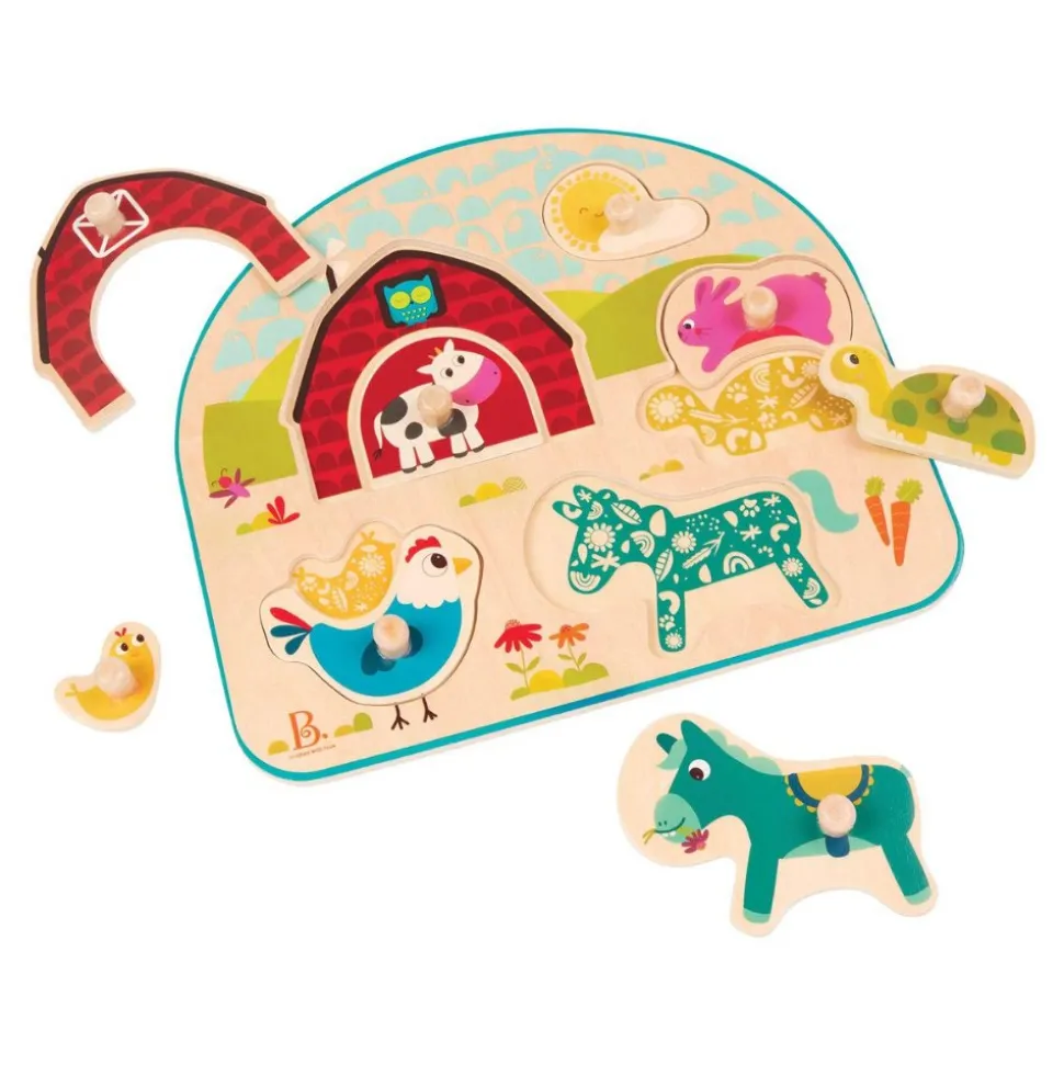 Animal Barnyard Wooden Peg Puzzle