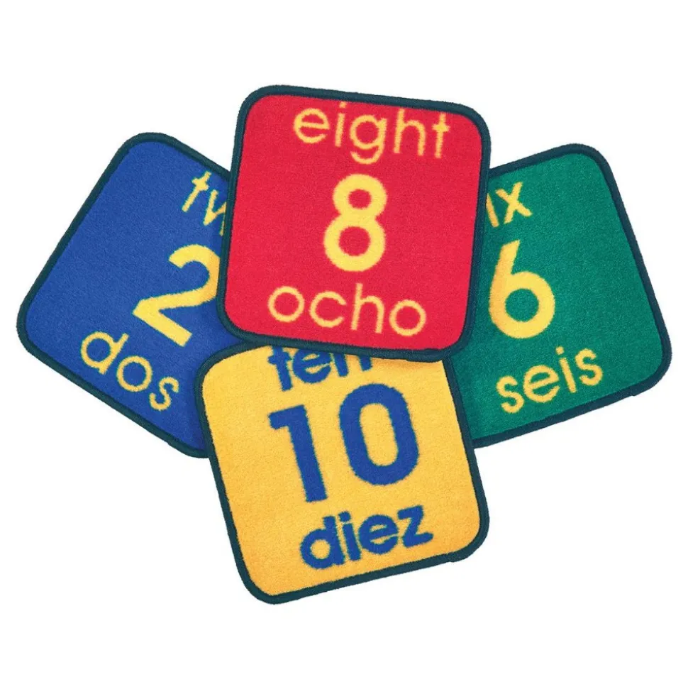 Bilingual Numbers Seating Squares 12" x 12" Set of 10
