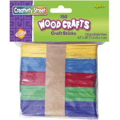 Bright Hues Colorful Wooden Craft Sticks 150 Pieces