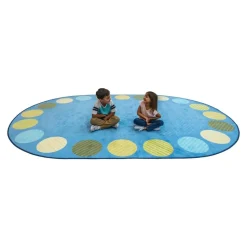 Calming Colors Open Seating Oval Classroom Carpet 8' x 12'