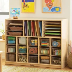 Carolina Birch Plywood Multi-Section Storage Unit with 15 Cubbies