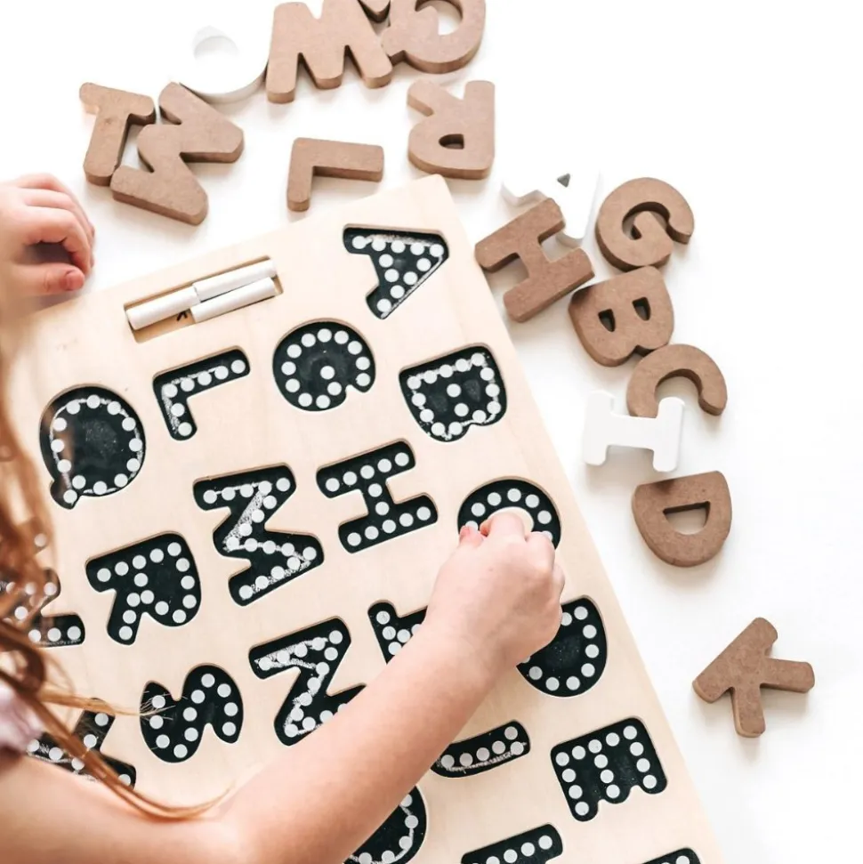 Chalkboard-Based Alphabet & Number Puzzles
