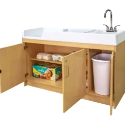 Changing Table with Right Hand Sink Natural Finish