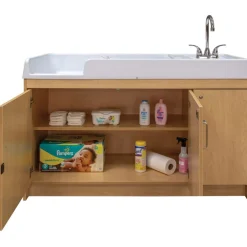 Changing Table with Right Hand Sink Natural Finish