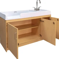 Changing Table with Right Hand Sink Natural Finish