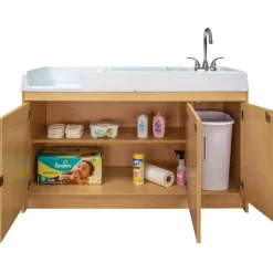 Changing Table with Right Hand Sink Natural Finish