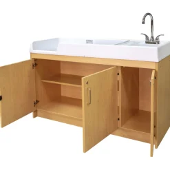 Changing Table with Right Hand Sink Natural Finish