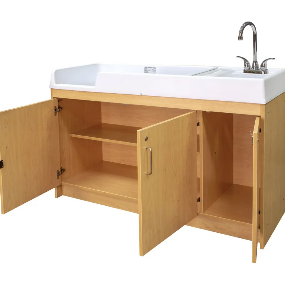 Changing Table with Right Hand Sink Natural Finish