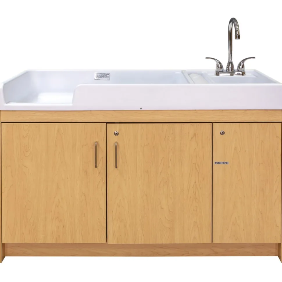 Changing Table with Right Hand Sink Natural Finish