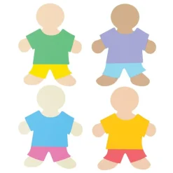 16" Colorful Blank Multicultural People Shapes Set of 25