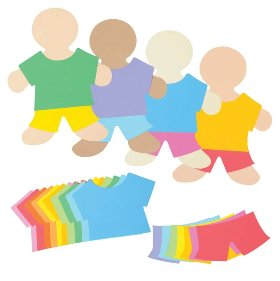 16" Colorful Blank Multicultural People Shapes Set of 25
