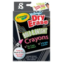Crayola® Washable, Dry Erase Bold & Bright Crayons 8 Count