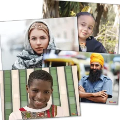 Diverse Smiling Faces From Around the World Poster Set of 12