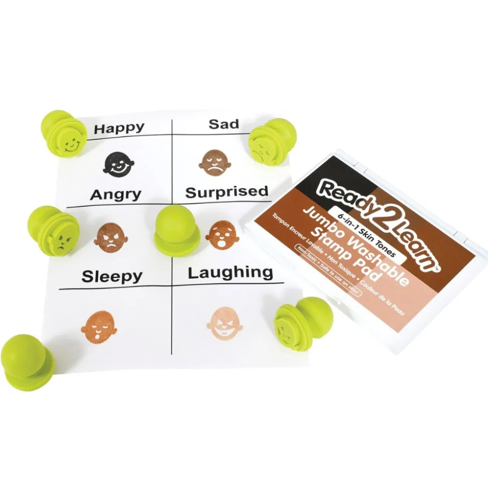 Easy Grip Emotion Stampers & Jumbo 6-in-1 Skin Tone Ink Pad