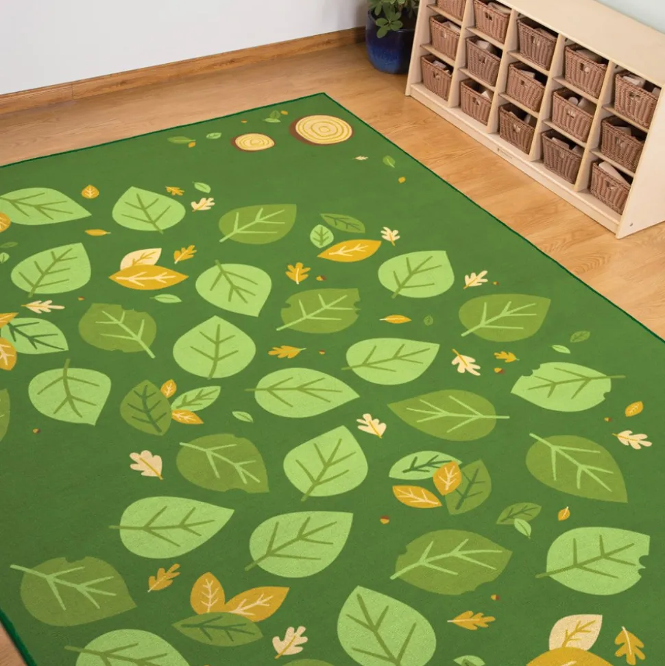 Falling Leaves Carpets Green Rectangle