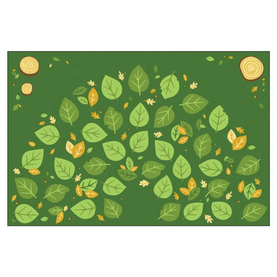 Falling Leaves Carpets Green Rectangle