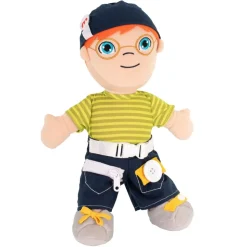 Fastening Learn To Dress Doll Male with Navy Hat and Glasses