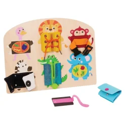 Fine Motor Learning Skills Activity Board Colorful Shapes & Engaging Textures