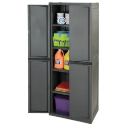 Four-Shelf Storage Cabinet Gray