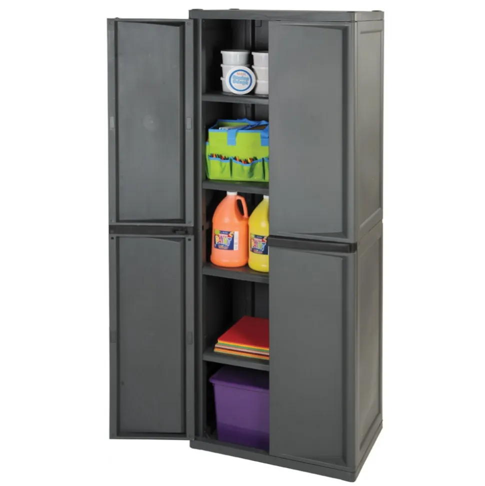 Four-Shelf Storage Cabinet Gray