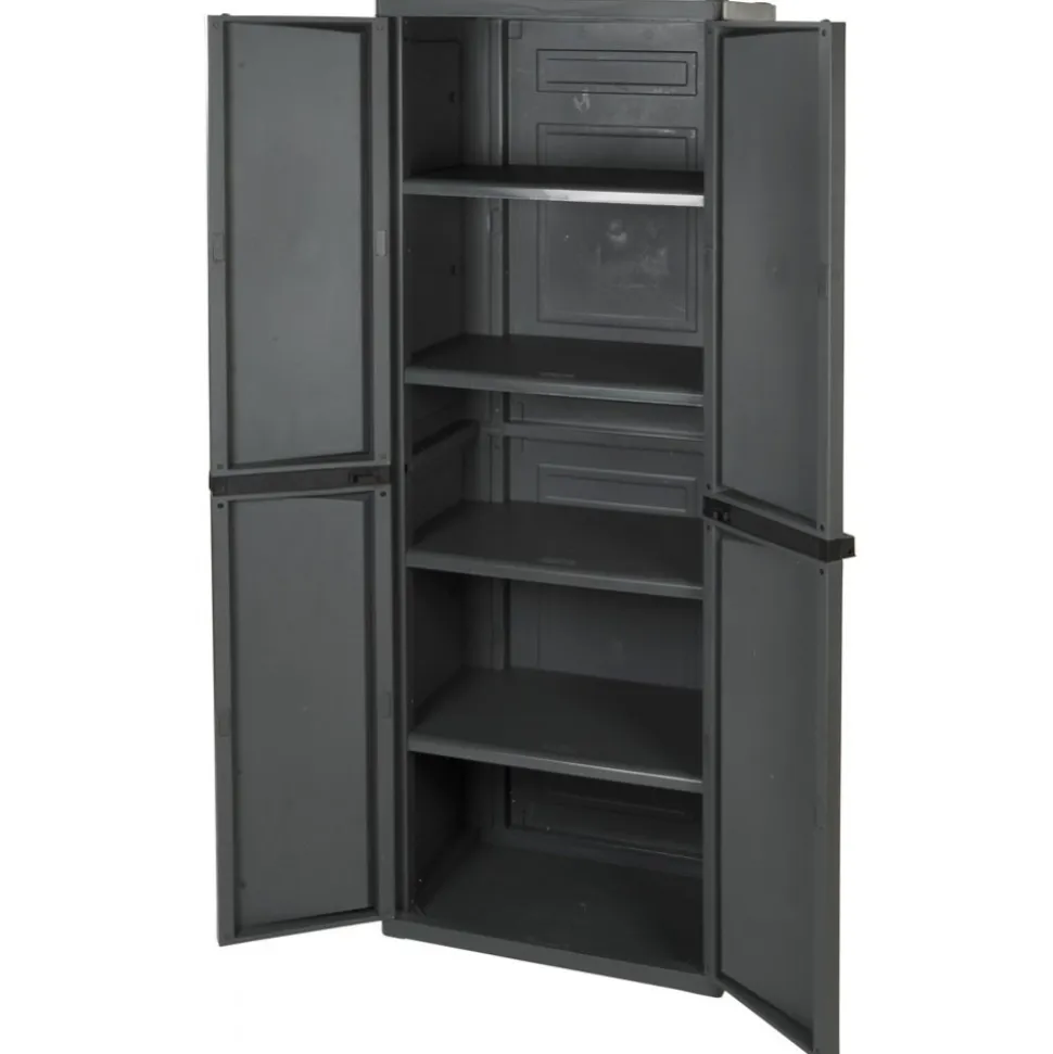 Four-Shelf Storage Cabinet Gray