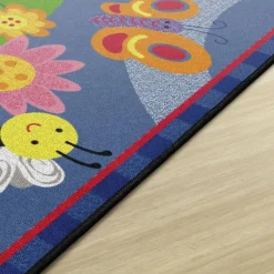Friendly Cutie Bright Colored Bugs and Flower Carpet 3' x 5' Rectangle