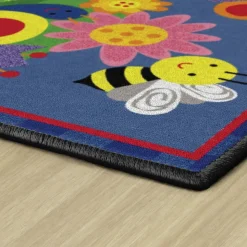 Friendly Cutie Bright Colored Bugs and Flower Carpet 3' x 5' Rectangle