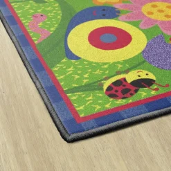 Friendly Cutie Bright Colored Bugs and Flower Carpet 3' x 5' Rectangle