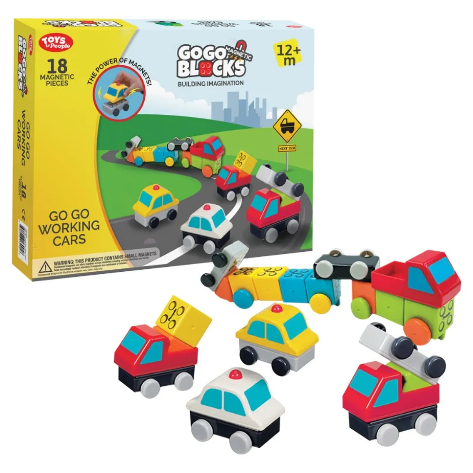 Go Go Working Cars 18 Piece Magnetic Blocks Set