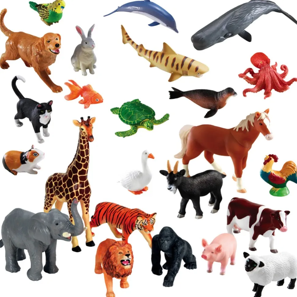 Jumbo Animals Including Pets, Jungle Animals, Farm Animals and Ocean Animals 24 Pieces