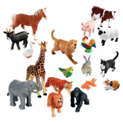 Jumbo Animals Set of 18 Farm, Jungle, & Pets
