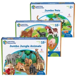 Jumbo Animals Set of 18 Farm, Jungle, & Pets