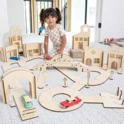 Kindertown Buildings and Roads Wooden Construction Sets