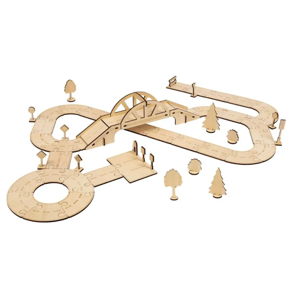 Kindertown Buildings and Roads Wooden Construction Sets