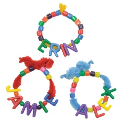 Lacing Manuscript Letter Beads & Chenille Stems