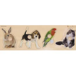 Large Knob Animal Puzzles Pets, Farm Animals and Wild Animals