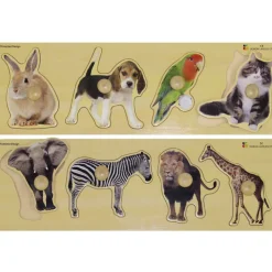 Large Knob Animal Puzzles Pets, Farm Animals and Wild Animals