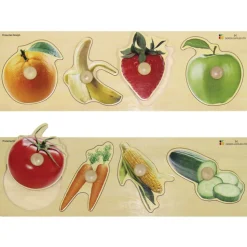 Large Knob Fruits and Vegetables Puzzle Set Set of 2