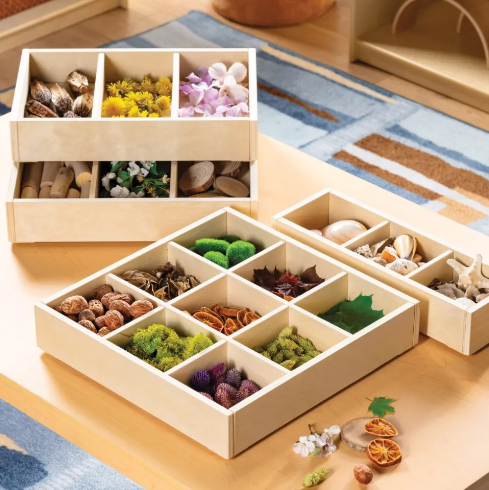 Loose Parts Stacking Wooden Trays 4 Pieces