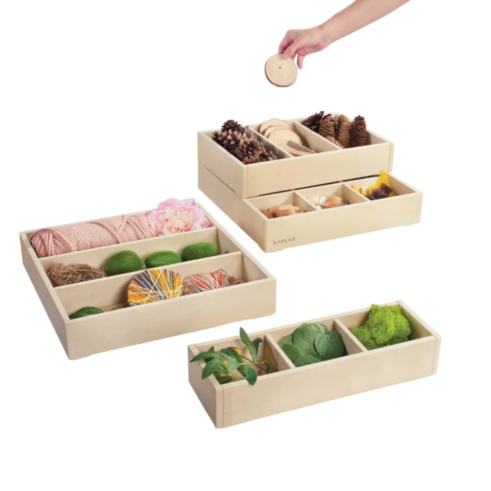 Loose Parts Stacking Wooden Trays 4 Pieces