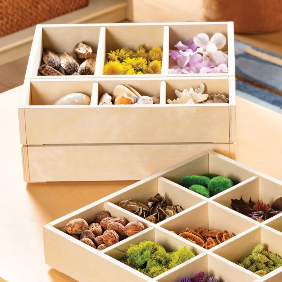 Loose Parts Stacking Wooden Trays 4 Pieces