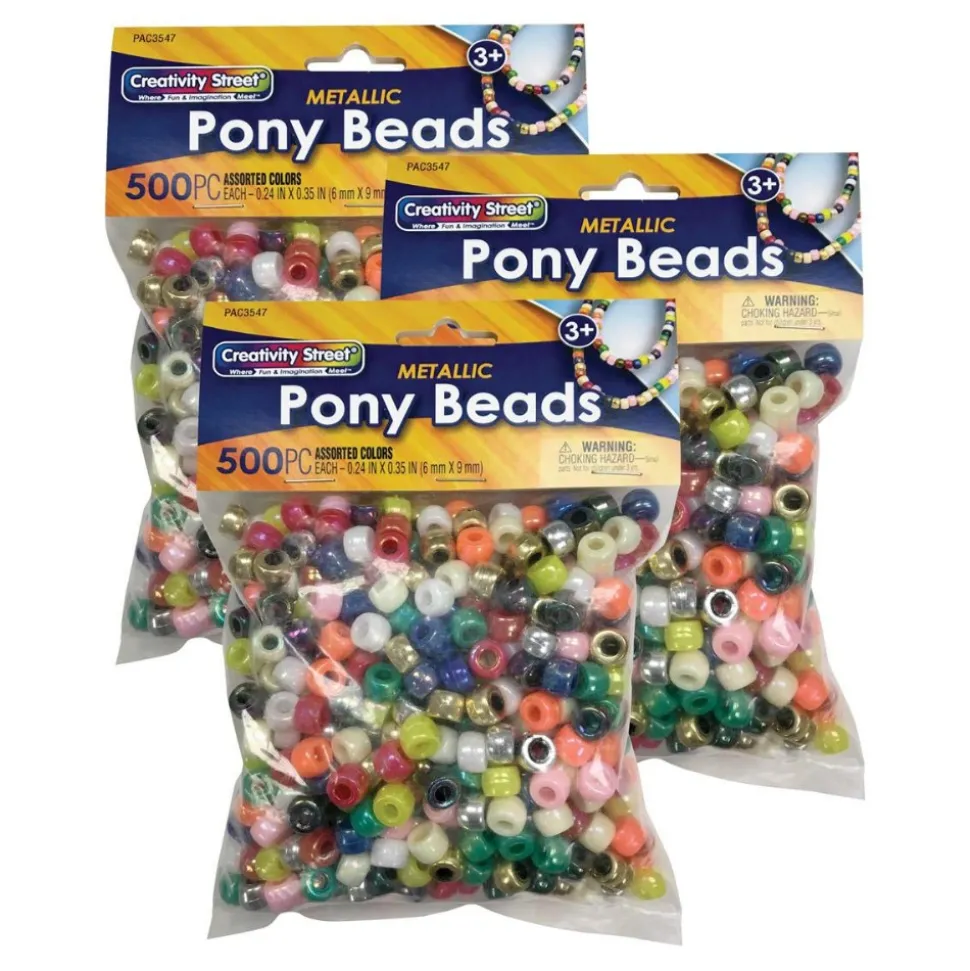 Metallic 6mm Pony Beads 1,500 Pieces