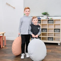 Mini Round Poufs with Handle Set of 2