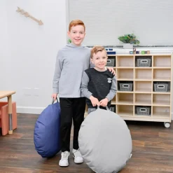 Mini Round Poufs with Handle Set of 2