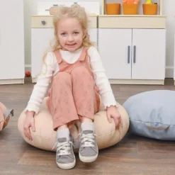 Mini Round Poufs with Handle Set of 2