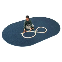 Mt. St. Helens Solid Color Carpet Blueberry Blue 8'3" x 11'8" Oval